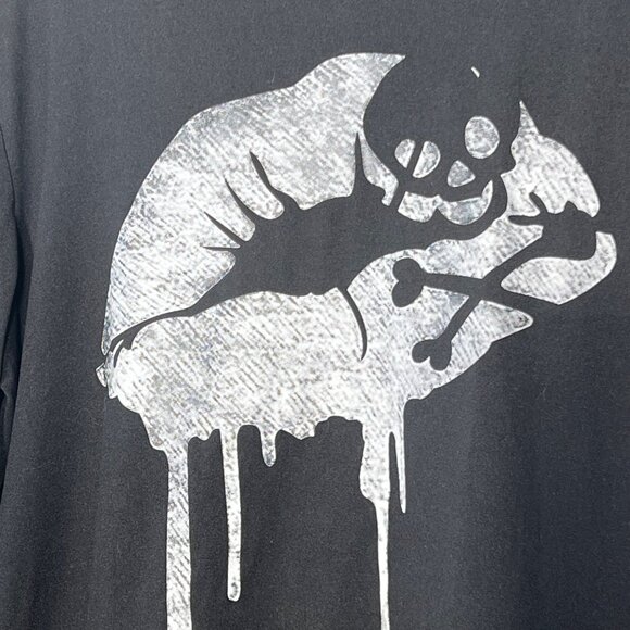 Ranlege Kissy Lips Large Black Long Sleeve Hood Lips Skull Pullover Fatal Kiss - Picture 7 of 15